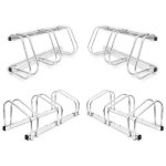 Relaxdays - 4x rteliers 3 vlos acier chrom fixation sol mur support de rangement bicyclettes, argent ...
