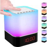 5 en 1 reveil lumineux enceinte bluetooth, lampe de chevet � bruit blanc bebe, veilleuse multicolore ...