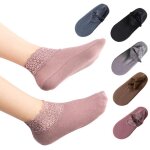 5 paires de chaussettes femme chaudes hiver avec dentelle et anti - d�rapant pour bottes