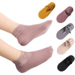 5 paires de chaussettes femme chaudes hiver avec dentelle et anti - d�rapant pour bottes