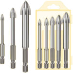 5 pcs foret, foret de ma�onnerie en carbure de tungst�ne set pour m�tal acier, tuile de c�ramique porcelaine, ...