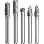 5 pcs tungstne carbure double coupe rotary burr set, 8 mm rotary point burr die grinder, 6mm shank bit ...