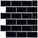 5 pi�ces plus �pais credence adhesive pour cuisine salle de bain, faux carrelage adhesif mural noir credence ...