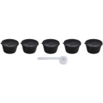 5 pi�ces filtre � caf� r�utilisable 50ml avec cuill�re pour machine dolce gusto - noir