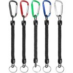 5 pi�ces porte - cl�s extensible long cordon �lastique avec mousqueton d r�tractable