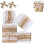 5 rouleaux de ruban jute dentelle, ruban toile de jute blanche, d�coration rustique - jute rouleau toile ...