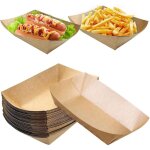 50 pi�ces barquettes en carton kraft, snack bol, bols en carton, biod�gradable, pour collations frites ...