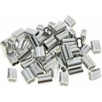 50 pi�ces manchons doubles en aluminium, 3mm c�ble acier manchons, clips de manchon de boucle de sertissage ...