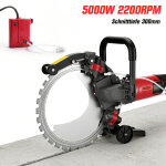 5000w 2200rpm scie � b�ton �lectrique, �408mm lame diamant, d�coupeuse �lectrique avec pompe � eau, profondeur ...