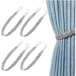 58cm 2 paires d'embrasses de rideaux tress�es gris argent� pour rideaux, embrasses de rideaux de type ...