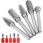 5pcs 6�10mm fraises double coupe rotatives carbure de tungst�ne die grinder bit 6. 35mm tige cylindrique ...