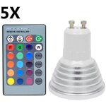 5x gu10 ampoule couleur 3w rgb led 16 changement de couleur ac85 - 265v avec t�l�commande infrarouge