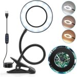 5x lampe loupe, 360� flexible lampe loupe de lecture, 3 couleurs 10 luminosit� lampe de bureau led, dimmable ...