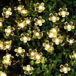 6. 5m blanc chaud lumi�res solaires de ficelle de fleur de led, guirlandes lumineuses pour d�corations ...