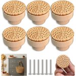 6 pcs boutons de meuble en rotin bois, poign�e meuble, boutons de portes pour placards, 35 mm poignet ...