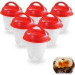 6 pcs chaudi�re � oeufs, cuisine antiadh�sifs chaudi�re � oeufs en silicone sans coquille, cuiseur d'oeufs ...
