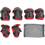 6 pi�ces �quipement de protection roller ajustable genou coude paume enfants 6?18 ans rouge