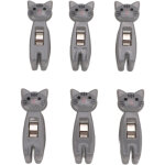 6 pi�ces pinces � chips pour chats, bandes anti - d�rapantes poign�e ressort m�tal, pince alimentaire ...