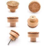 6 pi�ces poign�e meuble bois poign�e tiroir en bois boutons de meuble - convient pour armoires de cuisine, ...