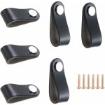 6 poign�es en cuir, monocouleur noir, 70 mm, pour meubles modernes et traditionnels, cuisine, salle de ...