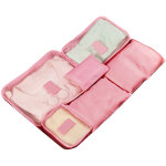 6 sacs de rangement de voyage imperm�ables - set d'organisateur valise avec compartiments, rose