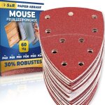 60 feuilles abrasives ponceuse mouse delta papier triangles poncage 105 x152 mm grain p40 / 60 / 80 / ...