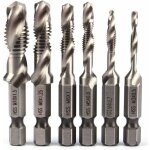 6pcs hss jeu de foret m�che � 1 / 4  tige hexagonale set robinet de foreuse de combinaison hss bit m3 ...