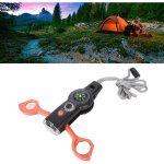 [jamais utilis�] 7 en 1 sifflet de survie d'urgence, thermom�tre � led, boussole, sifflet multifonction ...
