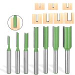 7 pi�ces fraise droite defonceuse, routeur droite � simple duble fl�te � bois, fraise defonceuse 6mm, ...