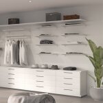 Emuca - lot de 4 �tag�res avec consoles et plaques de fixation murale jagmet, longueur 230mm, acier, ...