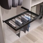 Emuca - 7029454 kit de 7 porte pantalons, 2 plateaux et cadre coulissant � fermeture douce pour armoires, ...