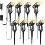 8 pack spot led ext�rieur, 8x2w projecteur de jardin 28m / 92ft 2400lm cob ip65 �tanche 27v led � piquer ...