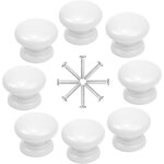 8 pcs boutons de meuble 33mm blanc boutons de porte d'armoire en bois boutons de tiroir rondes boutons ...