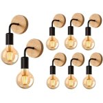 8 pi�ces appliques murales vintage en bois, lampes murales interieur industrielle e27 pour chambre, salon, ...
