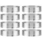 8 pi�ce cercle a patisserie, 8 cm cercle a tarte perfor�, moule a tarte en acier inoxydable pour g�teaux, ...