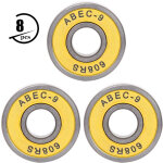 8 roulements � billes 608 pour skateboard et scooter - kit de 8 pi�ces jaunes