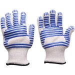 932�f extreme heat resistant bbq gloves oven mitts, non - slip silicone coated pot holders (blue, m)