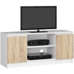 Akord - meuble tv pour salon blanc 120 cm 2 portes façade chêne sonoma 2 étagères 120x40x55 cm Akord - meuble tv pour salon blanc 120 cm 2 portes façade chêne sonoma 2 étagères 120x40x55 cm