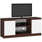 Akord - meuble tv pour salon wengé 120 cm 2 portes façade blanche 2 étagères 120x40x55 cm Akord - meuble tv pour salon wengé 120 cm 2 portes façade blanche 2 étagères 120x40x55 cm
