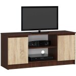 Akord - meuble tv pour salon weng� 120 cm 2 portes fa�ade ch�ne sonoma 2 �tag�res 120x40x55 cm