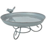 Ac - deco - bain d'oiseau sur pied m�tal gris - d 21, 7 x h 11, 8 cm - fer, fonte - livraison gratuite ...