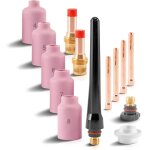 Stahlwerk accessoires de soudage tig jeu de lentilles de gaz 14 pices pour wp sr binzel 17 18 26