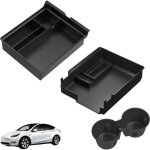 Accessoires compatible tesla model y et model 3 - organisateur console centrale voiture boite plateau ...