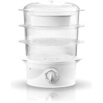 Ad633 cuiseur � vapeur �lectrique, sans bpa minuterie 60 min, 3 conteneurs 800w blanc - adler