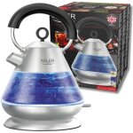 Adler - ad 1282 bouilloire �lectrique en verre 1, 5 litre, int�rieur �clair�, sans fil 2200w transparent ...