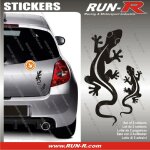 2 stickers salamandre 17 cm - noir - run - r