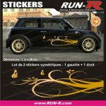 Decoration sticker floral art 4 papillons - 1 metre - dore - tous vehicules - run - r