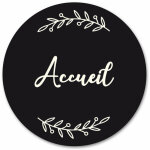 Adzif. biz le sticker de decoration - plaque de porte autocollante pvc grav� noir blanc ronde. - - bureau ...