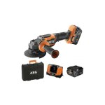 Aeg - meuleuse bews18 - 125blpx2 - 502c - 18v brushless - 125mm - 2 batteries 5, 0ah - chargeur