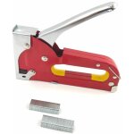 Agrafeuse mtal pro manuelle avec crochet de fermeture - 100 agrafes de 4  8 mm - couleur argent - outil ...
